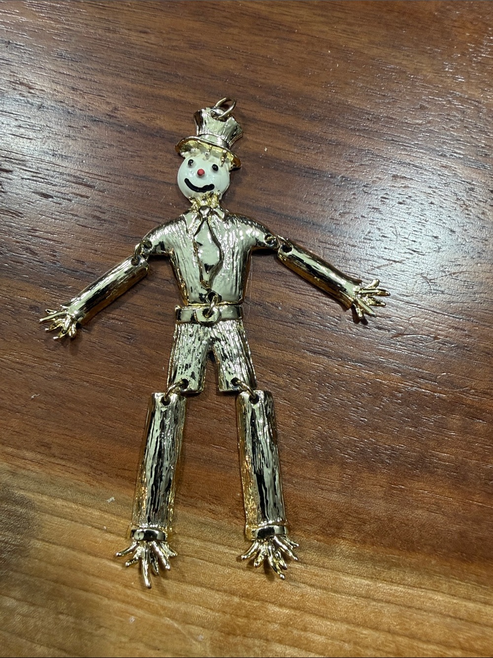 Articulated Scarecrow Pendant Charm - Gold-tone